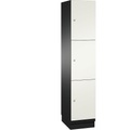 CP CAMBIO Fächerschrank mit Stahlblech-Türen 3 Fächer, Breite 400 mm Korpus schwarzgrau / Tür reinweiß