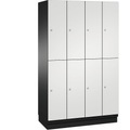 CP CAMBIO Fächerschrank mit HPL-Türen und Garderobenstange 8 Fächer Korpus schwarzgrau / Tür lichtgrau