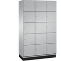 CP CAMBIO Fächerschrank mit Stahlblech-Türen 15 Fächer, Breite 1200 mm Korpus weißaluminium / Tür weißaluminium