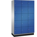 CP CAMBIO Fächerschrank mit Stahlblech-Türen 15 Fächer, Breite 1200 mm Korpus weißaluminium / Tür enzianblau