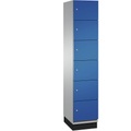 CP CAMBIO Fächerschrank mit Stahlblech-Türen 6 Fächer, Breite 400 mm Korpus weißaluminium / Tür enzianblau