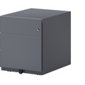 BISLEY Rollcontainer Note™, mit 1 Hängeregistratur, 1 Universalschublade HxBxT 495 x 420 x 565 mm, mit Griffleiste anthrazitgrau