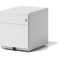 BISLEY Rollcontainer Note™, mit 1 Hängeregistratur, 1 Universalschublade HxBxT 495 x 420 x 565 mm, mit Griffleiste verkehrsweiß