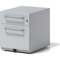 BISLEY Rollcontainer Note™, mit 1 Hängeregistratur, 1 Universalschublade HxBxT 495 x 420 x 565 mm, mit Griff lichtgrau