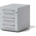 BISLEY Rollcontainer Note™, mit 3 Universalschubladen HxBxT 495 x 420 x 565 mm, mit Griff lichtgrau