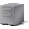 BISLEY Rollcontainer Note™, mit 1 Hängeregistratur, 1 Universalschublade HxBxT 495 x 420 x 565 mm, mit Griff silber