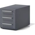 BISLEY Rollcontainer Note™, mit 3 Universalschubladen HxBxT 495 x 420 x 775 mm, mit Griff anthrazitgrau
