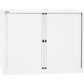 BISLEY Euro-Rollladenschrank Breite 1200 mm, 2 Fachböden verkehrsweiß