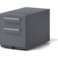 BISLEY Rollcontainer Note™, mit 1 Hängeregistratur, 1 Universalschublade HxBxT 495 x 420 x 775 mm, mit Griff anthrazitgrau