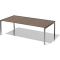 BISLEY Schreibtisch CITO, U-Gestell HxBxT 650 - 850 x 2400 x 1200 mm Gestell silber, Platte Nussbaum