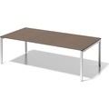 BISLEY Schreibtisch CITO, U-Gestell HxBxT 650 - 850 x 2400 x 1200 mm Gestell weiß, Platte Nussbaum