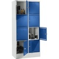 Lista Akku-Ladeschrank mit Schließfächern mit 2 x 4 Fächern 2 x 230 V, grau / blau