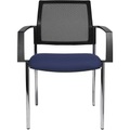Topstar Polster-Stapelstuhl mit Netz-Rückenlehne 4-Fuß, VE 2 Stk Sitz blau, Gestell chrom