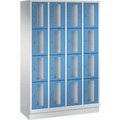 CP CLASSIC Fächerschrank, Fachhöhe 375 mm, mit Sockel 16 Fächer, Breite 1190 mm Tür lichtblau