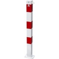 Absperrpfosten, 70 x 70 mm, weiß / rot zum Aufdübeln mit 1 Öse