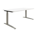 P12 - Schreibtisch, weiß / alusilber Quadratrohr-Gestell, verstellbar per Knopf BxT 2000 x 900 mm