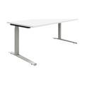 P12 - Schreibtisch, weiß/alusilber, elektrisch höhenverstellbar Quadratrohr-Gestell BxT 1600 x 800 mm