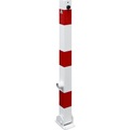 Absperrpfosten, 70 x 70 mm, weiß / rot klappbar ohne Öse