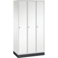 CP INTRO Stahl-Garderobenschrank Breite 920 mm, 3 Abteile Korpus reinweiß, Türen reinweiß