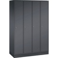 CP INTRO Stahl-Garderobenschrank Breite 1220 mm, 4 Abteile Korpus schwarzgrau, Türen schwarzgrau