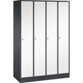 CP INTRO Stahl-Garderobenschrank Breite 1220 mm, 4 Abteile Korpus schwarzgrau, Türen reinweiß