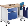 ANKE Kompaktwerkbank, fahrbar, fahrbar, mit 1 Schublade und Schraubstock, Breite 1270 mm