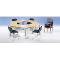 Mehrzwecktisch trapezförmig, LxBxH 1200 x 600 x 740 mm Platte beige, Gestell braun