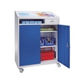 Werkzeugschrank mit Schreibpult HxBxT 1220 x 915 x 457 mm lichtgrau / enzianblau