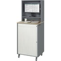 RAU Computer-Arbeitsplatz HxBxT 1820 x 720 x 660 mm, mit Monitorgehäuse, fahrbar anthrazit-metallic / enzianblau