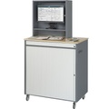 RAU Computer-Arbeitsplatz HxBxT 1820 x 1030 x 660 mm, mit Monitorgehäuse, fahrbar anthrazit-metallic / enzianblau