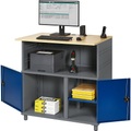 RAU PC-Tisch mit Mitteltrennwand anthrazit-metallic / enzianblau RAL 5010