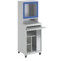 QUIPO, QUIPO Computer-Rollladenschrank für Bildschirm bis 20'', fahrbar lichtgrau/enzianblau