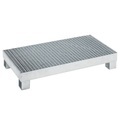 QUIPO Auffangwanne für 60 l LxBxH 800 x 1300 x 205 mm, mit Zulassung feuerverzinkt, mit Gitterrost