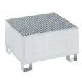 QUIPO Auffangwanne für 200-l-Fässer LxBxH 800 x 800 x 465 mm, mit Zulassung feuerverzinkt, mit Gitterrost