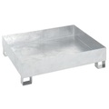 QUIPO Auffangwanne für 200-l-Fässer LxBxH 1200 x 1200 x 285 mm, mit Zulassung feuerverzinkt, ohne Gitterrost