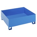 QUIPO Auffangwanne für 200-l-Fässer LxBxH 1200 x 1200 x 415 mm, mit Zulassung blau pulverbeschichtet, ohne Gitterrost