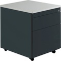 mauser Schubladencontainer mit Rollen HxT 579 x 600 mm, 1 Materialschub, 1 Hängeregistratur anthrazitgrau / anthrazitgrau / lichtgrau