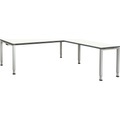 mauser Schreibtisch, verkettet, Fußform Quadrat-/Rechteckrohr HxBxT 650 - 850 x 2000 x 900 mm, Winkelansatz rechts (Breite 1200 mm) Platte weiß, Gestell