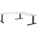 mauser Schreibtisch, verkettet BxT 1600 x 800 mm, Winkelansatz links (Breite 1200 mm) Platte lichtgrau, Gestell anthrazitgrau