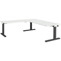 mauser Schreibtisch, verkettet BxT 1800 x 800 mm, Winkelansatz links (Breite 1200 mm) Platte lichtgrau, Gestell anthrazitgrau