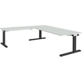 mauser Schreibtisch, verkettet BxT 2000 x 900 mm, Winkelansatz links (Breite 1200 mm) Platte lichtgrau, Gestell anthrazitgrau
