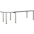 mauser Rechtecktisch BxT 1600 x 800 mm, Ballonansatz links Platte weiß, Gestell alusilber