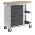 QUIPO Montagewagen LxB 965 x 460 mm, mit 2 Ablagefächern Korpus lichtgrau