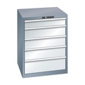 Lista Schubladenschrank, 5 Schubladen BxTxH 717 x 725 x 850 mm grau metallic / lichtgrau, Schubladentraglast 200 kg