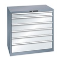 Lista Schubladenschrank, Stahlblech HxB 1000 x 1023 mm, 6 Schubladen Tragkraft 200 kg, grau metallic / lichtgrau