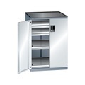 Lista Schubladenschrank mit Flügeltüren Höhe 1020 mm, 2 Böden, 2 Schubladen, Traglast 75 kg grau metallic / lichtgrau