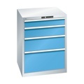 Lista Schubladenschrank, 4 Schubladen BxTxH 717 x 725 x 850 mm lichtgrau / lichtblau, Schubladentragkraft 75 kg