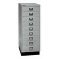 BISLEY MultiDrawer™ 39er Serie mit Sockel, DIN A3, 9 Schubladen silber