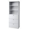 office akktiv ANNY - Kombi-Schrank 2 Fachböden, 3 Hängeregistraturschübe lichtgrau / lichtgrau