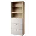 eurokraft pro ANNY - Kombi-Schrank, 2 Fachböden, 3 Hängeregistraturschübe, Nussbaum-Dekor / alusilber